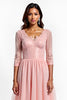 Load image into Gallery viewer, Blush Pink A Line V-Neck Long Mother of the Bride Dress with Sleeves