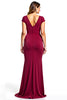 Load image into Gallery viewer, Burgundy Sheath V-Neck Long Mother of the Bride Dress with Slit