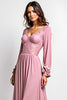 Load image into Gallery viewer, Dusty Rose A Line V-Neck Long Sleeves Mother of the Bride Dress