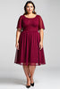 Load image into Gallery viewer, Burgundy A Line Chiffon Long Mother of the Bride Dress with Sleeves