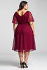 Load image into Gallery viewer, Burgundy A Line Chiffon Long Mother of the Bride Dress with Sleeves