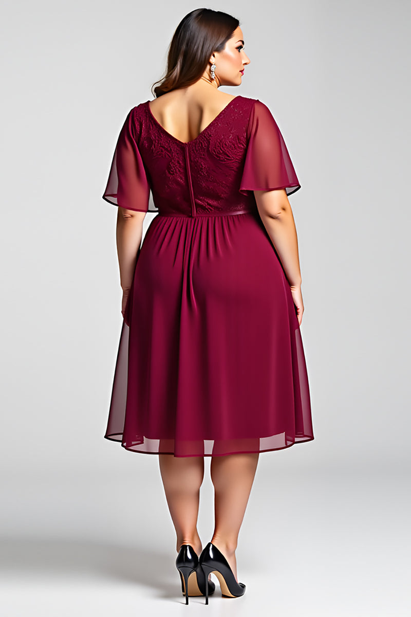 Load image into Gallery viewer, Burgundy A Line Chiffon Long Mother of the Bride Dress with Sleeves