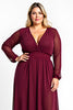 Load image into Gallery viewer, Burgundy A Line Plus Size Long Mother of the Bride Dress with Sleeves