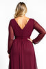 Load image into Gallery viewer, Burgundy A Line Plus Size Long Mother of the Bride Dress with Sleeves