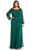 Load image into Gallery viewer, Plus Size Dark Green Chiffon Long Sleeves Mother of the Bride Dress