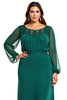 Load image into Gallery viewer, Plus Size Dark Green Chiffon Long Sleeves Mother of the Bride Dress