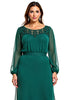 Load image into Gallery viewer, Plus Size Dark Green Chiffon Long Sleeves Mother of the Bride Dress