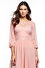 Load image into Gallery viewer, Blush Pink Chiffon Long Mother of the Bride Dress with Lace Appliques