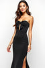 Load image into Gallery viewer, Black Mermaid Bow Keyhole Strapless Long Graduation Dress with Slit