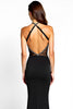 Load image into Gallery viewer, Black Mermaid V-Neck Bow Long Beaded Graduation Dress with Slit