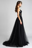 Load image into Gallery viewer, Black A Line Long Tulle Sequins Backless Graduation Dress