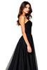 Load image into Gallery viewer, Black Sweetheart Tulle Deep V-Neck Long Graduation Dress