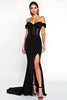 Load image into Gallery viewer, Black Mermaid Off the Shoulder Long Graduation Dress with Slit