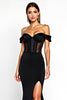 Load image into Gallery viewer, Black Mermaid Off the Shoulder Long Graduation Dress with Slit