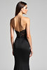 Load image into Gallery viewer, Black Mermaid Strapless Long Graduation Dress with Slit