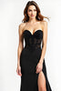 Load image into Gallery viewer, Black Sweetheart Long Appliques Graduation Dress with Slit