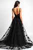 Load image into Gallery viewer, Black A Line Lace Corset Long Appliques Graduation Dress