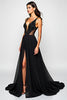 Load image into Gallery viewer, Black A Line Cut-Out Long Beaded Graduation Dress with Slit