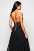 Load image into Gallery viewer, Black A Line Cut-Out Long Beaded Graduation Dress with Slit