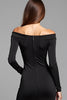 Load image into Gallery viewer, Black Bodycon Off the Shoulder Short Graduation Dress with Long Sleeves