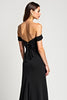 Load image into Gallery viewer, Black A Line Bow Off the Shoulder Long Graduation Dress with Slit