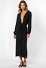 Load image into Gallery viewer, Black Deep V-Neck Long Graduation Dress with Long Sleeves