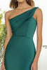 Load image into Gallery viewer, Dark Green One Shoulder Sheath Long Formal Dress