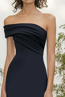 Black Cold Shoulder Sheath Long Formal Dress