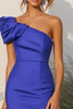 Load image into Gallery viewer, Royal Blue One Shoulder Satin Knee-Length Formal Dress