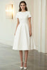 Load image into Gallery viewer, Ivory A Line Scoop Knee-Length Formal Dress with Short Sleeves