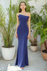 Load image into Gallery viewer, Blue Strapless Sheath Satin Long Formal Dress