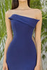 Load image into Gallery viewer, Blue Strapless Sheath Satin Long Formal Dress