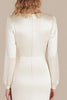 Load image into Gallery viewer, Ivory Scoop Tea-Length Formal Dress with Long Sleeves