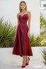 Load image into Gallery viewer, Burgundy Strapless A Line Tea-Length Formal Dress