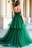 Load image into Gallery viewer, Green Sweetheart Tiered Tulle Long Prom Dress