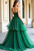 Load image into Gallery viewer, Green Sweetheart Tiered Tulle Long Prom Dress