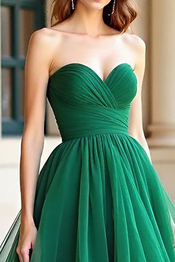 Green Sweetheart Tiered Tulle Long Prom Dress