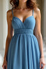 Load image into Gallery viewer, Blue Ruched A Line Long Prom Dress