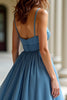 Load image into Gallery viewer, Blue Ruched A Line Long Prom Dress