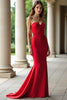 Load image into Gallery viewer, Red Strapless Sheath Satin Long Prom Dress