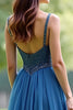 Load image into Gallery viewer, Sparkly Grey Blue Beaded A Line Long Prom Dress