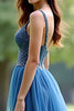 Load image into Gallery viewer, Sparkly Grey Blue Beaded A Line Long Prom Dress