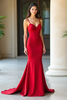 Load image into Gallery viewer, Sheath Red Ruched Satin Long Prom Dress