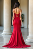 Load image into Gallery viewer, Sheath Red Ruched Satin Long Prom Dress