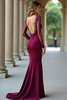 Load image into Gallery viewer, Sparkly Burgundy Sheath Beaded Long Prom Dress with Long Sleeves