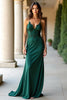 Load image into Gallery viewer, Dark Green Sheath Satin Long Prom Dress with Appliques