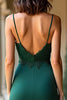 Load image into Gallery viewer, Dark Green Sheath Satin Long Prom Dress with Appliques