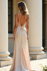 Load image into Gallery viewer, Champagne Beaded Sheath Long Prom Dress with Slit