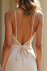 Load image into Gallery viewer, Champagne Beaded Sheath Long Prom Dress with Slit