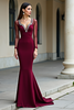 Load image into Gallery viewer, Burgundy Sparkly Mermaid Long Prom Dress with Beading